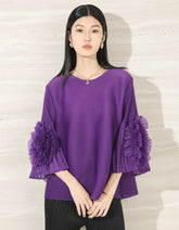 Floral Plissé Elegant Top